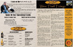 Kalyra Winery newsletter page